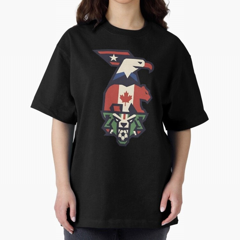 USA Canada Mexico World Cup 2026 Host Nations Oversized T-Shirt Spotlight FIFA World Cup 2026 Group Stage with Haaland, Netherlands Energy, Retro Football Energy, Iconic Rivalries, Trophy Chase Drama and Stadium Atmosphere; Built for Supporters