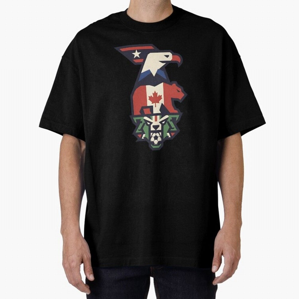 USA Canada Mexico World Cup 2026 Host Nations Oversized T-Shirt Spotlight FIFA World Cup 2026 Group Stage with Haaland, Netherlands Energy, Retro Football Energy, Iconic Rivalries, Trophy Chase Drama and Stadium Atmosphere; Built for Supporters