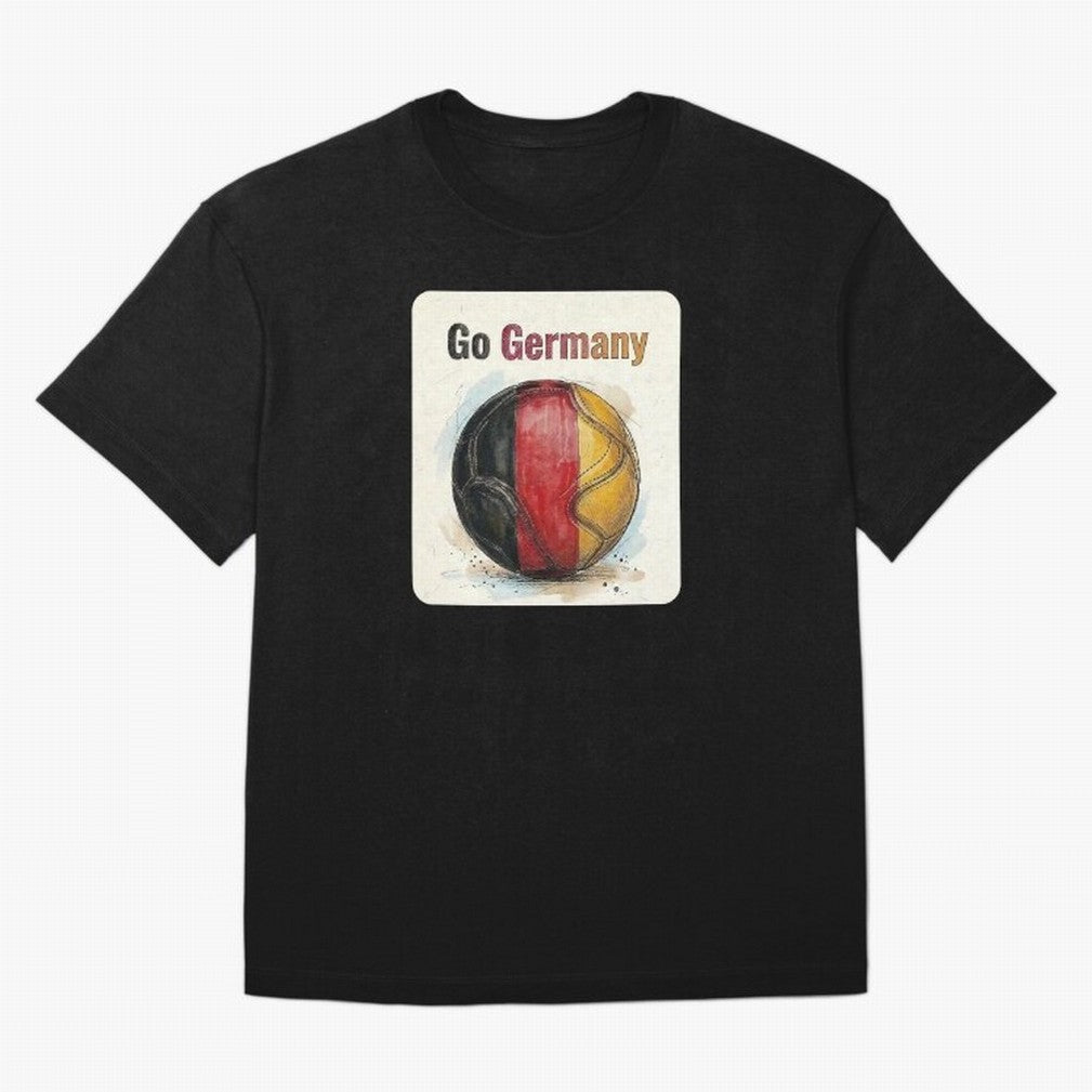 Go Germany Soccer Ball Flag | German Football Fan Graphic Tee Oversized T-Shirt Represent Football Lovers during FIFA World Cup 2026 USA Canada Mexico for Fans of Mbappe and Brazil, Portugal and Argentina, Bringing Retro Football Energy, Iconic