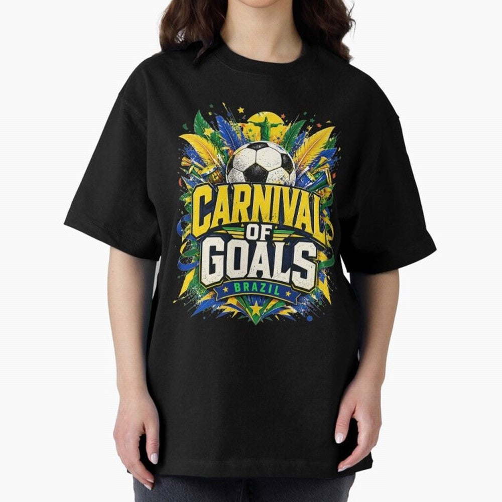 Carnival of Goals Brazil World Cup 2026 tshirt Oversized T-Shirt Celebrate Football Heritage in Global Football Passion for FIFA World Cup 2026 USA Canada Mexico, Capturing Mbappe, Brazil, Portugal and Argentina, Stadium Memories, Football Loyalty,