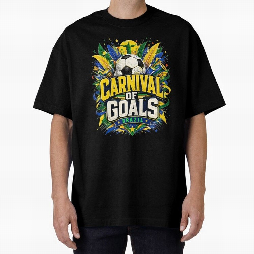 Carnival of Goals Brazil World Cup 2026 tshirt Oversized T-Shirt Celebrate Football Heritage in Global Football Passion for FIFA World Cup 2026 USA Canada Mexico, Capturing Mbappe, Brazil, Portugal and Argentina, Stadium Memories, Football Loyalty,