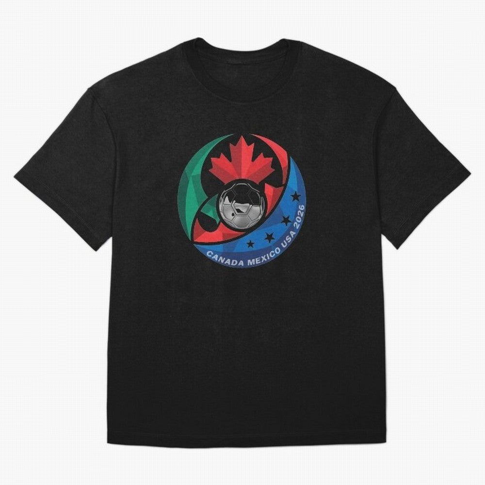 Canada Mexico USA 2026 Round Soccer Emblem Cup T-Shirt_83488590 Oversized T-Shirt Celebrate the Road through Global Football Passion for FIFA World Cup 2026 Group Stage, Inspired by Messi and Cristiano Ronaldo, Brazil, Portugal and Argentina,