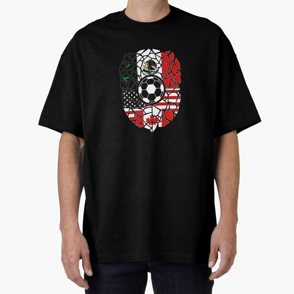 Mosaic Soccer Crest USA Canada Mexico Unity 2026 T-Shirt_82794688 Oversized T-Shirt Show Your Stadium Side during Match Day Hype around FIFA World Cup 2026 USA Canada Mexico, Mbappe, Germany, Goal Celebration Energy, Supporter Heritage, Football