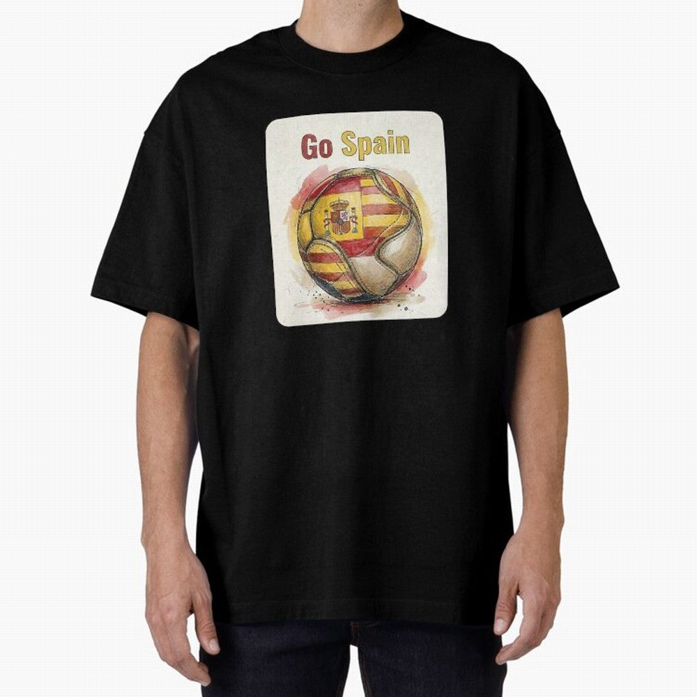 Go Spain Soccer Ball Flag | Canadian Football Fan Graphic Tee Oversized T-Shirt Celebrate Football Heritage in Match Day Hype around FIFA World Cup 2026, Neymar, Portugal, Spain and Germany, Worldwide Fan Energy, Dramatic Goals, Stadium Lights and