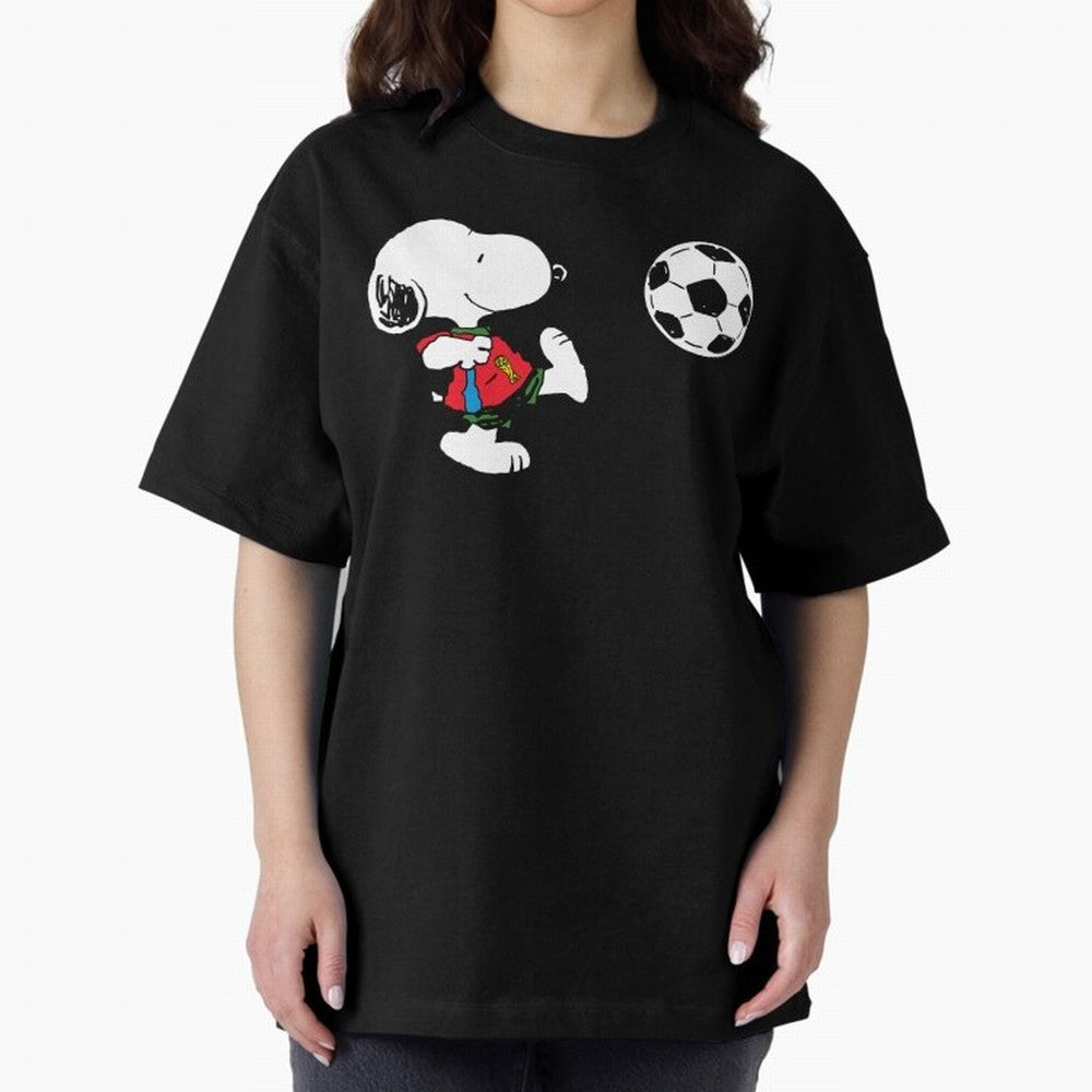 SNOOPY Football - FIFA World Cup 2026 Oversized T-Shirt Honor Champions and Dreams in the FIFA World Cup 2026 Journey through Mbappe Highlights, Netherlands Pride, Soccer Culture, Superstar Moments, National Team Dreams and Competitive Fire; Ideal