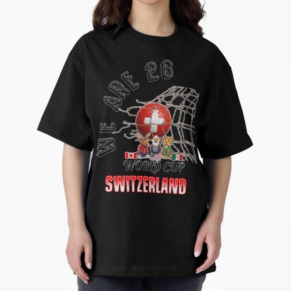 World cup 26 - Switzerland Oversized T-Shirt Make Your Look Match Match Day Hype around FIFA World Cup 2026 USA Canada Mexico, Haaland, Brazil, Portugal and Argentina, Classic Soccer Heritage, Championship Pressure, Fan Loyalty and International