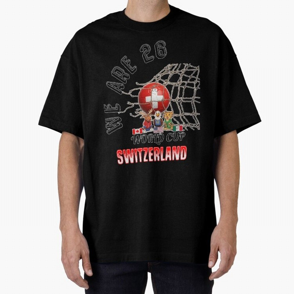 World cup 26 - Switzerland Oversized T-Shirt Make Your Look Match Match Day Hype around FIFA World Cup 2026 USA Canada Mexico, Haaland, Brazil, Portugal and Argentina, Classic Soccer Heritage, Championship Pressure, Fan Loyalty and International