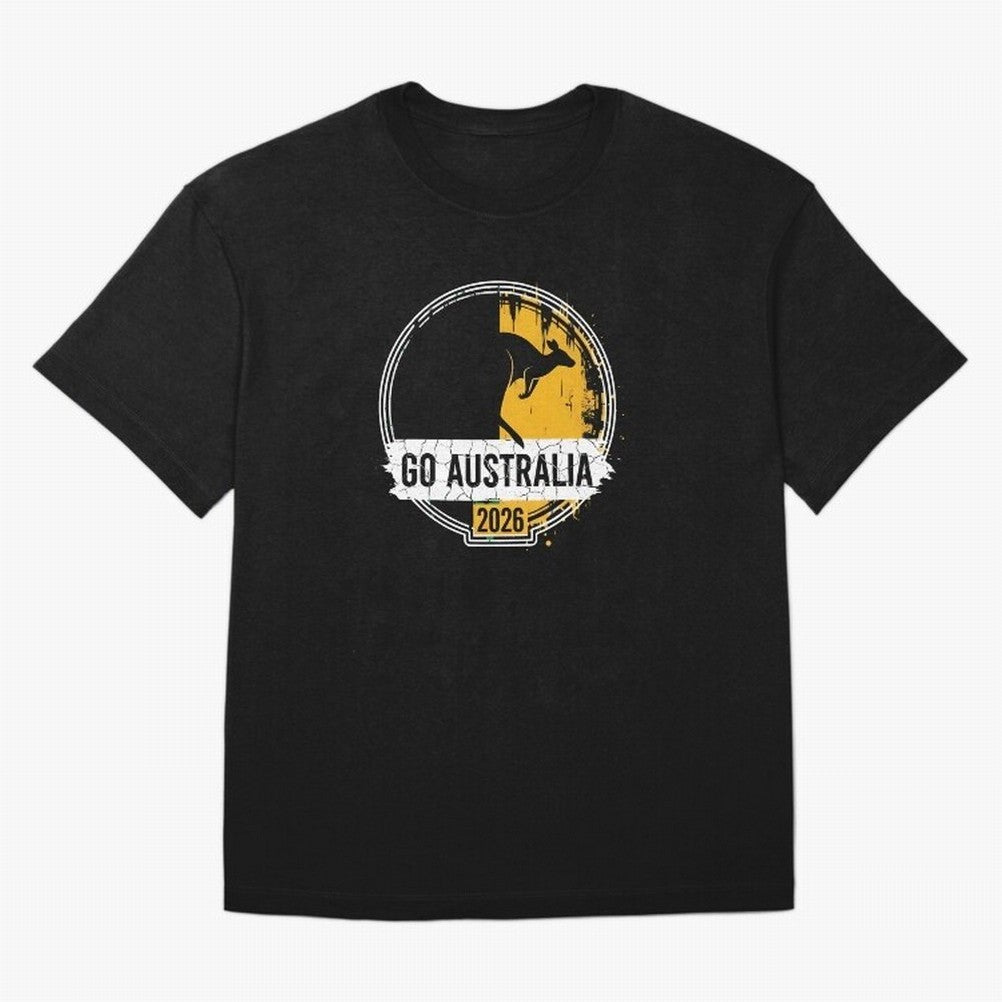 Golden Green Kangaroo Emblem Go Australia 2026 Supporter Design T-Shirt_83662099 Oversized T-Shirt Celebrate the Stars of Match Day Hype around FIFA World Cup 2026 Group Stage, Cristiano Ronaldo, Haaland and CR7, Netherlands, Stadium Memories,