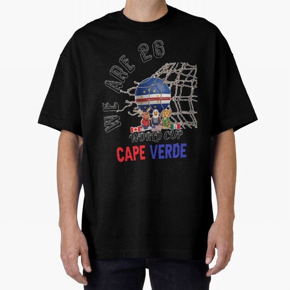 World cup 26 - Cape Verde Oversized T-Shirt Bring Match Day Fire to Global Football Passion for FIFA World Cup 2026, Centered on Messi, CR7 and Mbappe, Argentina and Brazil, Global Supporter Spirit, Legendary Goals, National Colors and Tournament