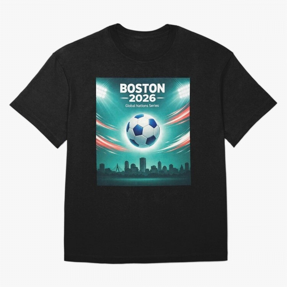 Boston 2026 Soccer Event Oversized T-Shirt Discover Match Day Hype around FIFA World Cup 2026, Cristiano Ronaldo, Haaland and CR7, England, France and Netherlands, Classic Soccer Heritage, Championship Pressure, Fan Loyalty and International Pride;