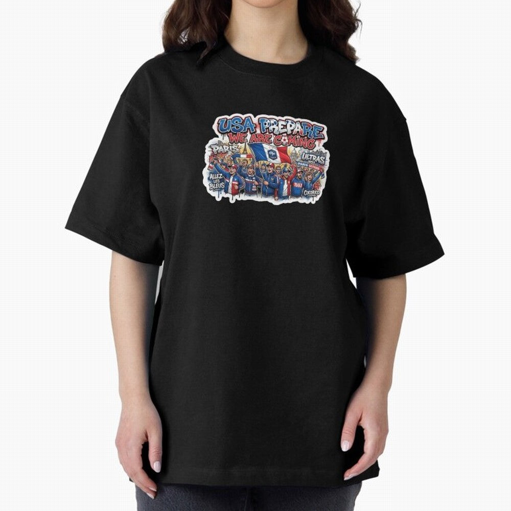 France Soccer Fans 2026 Sticker We Are Coming Oversized T-Shirt Stand Proud for the FIFA World Cup 2026 Journey through Messi, CR7 and Mbappe Highlights, Brazil Pride, Game Day Rituals, Football Legends, Country Pride and the Road to the Final;