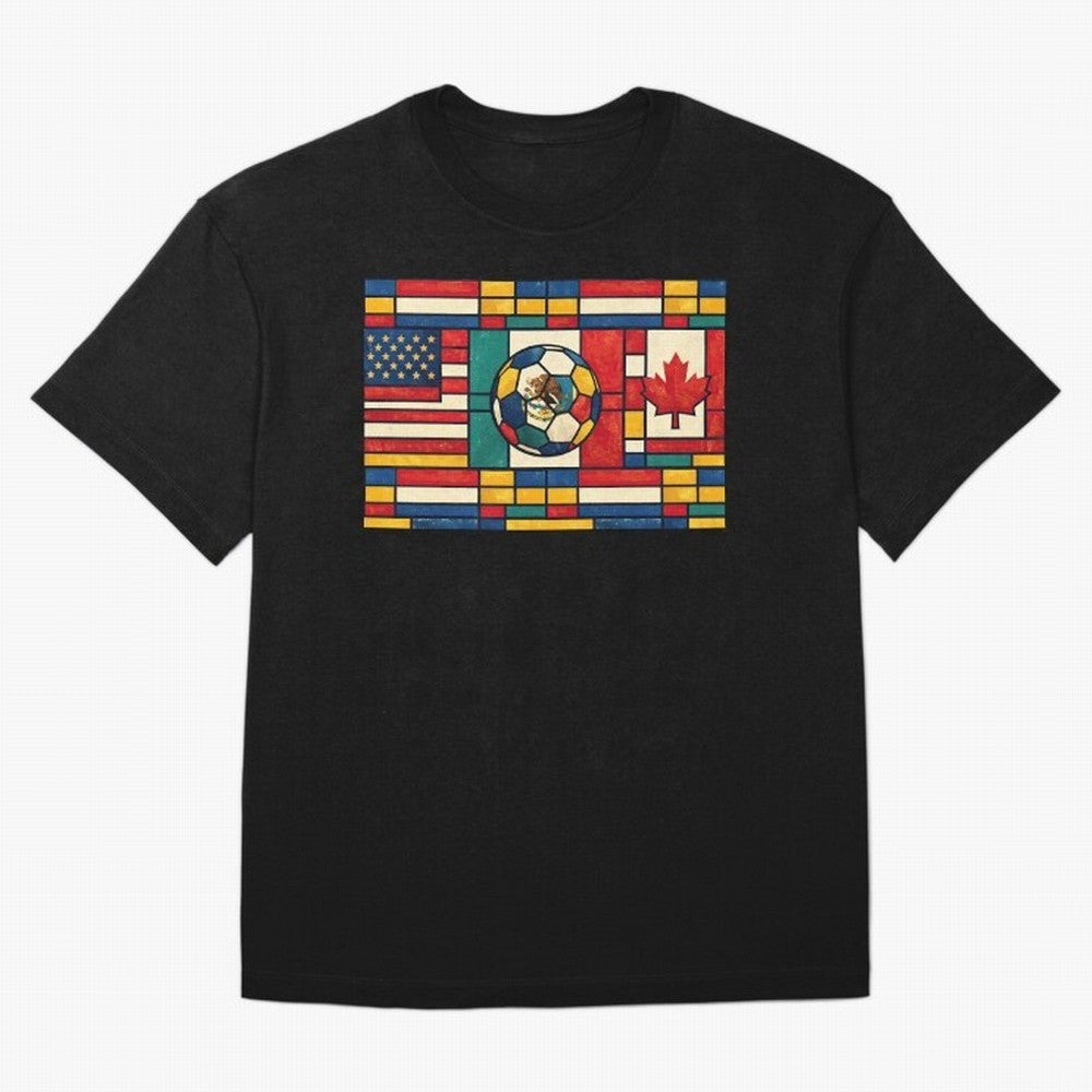 Elegant World Cup Stadiums Geometrical | Soccer Flags Mexico Canada USA Oversized T-Shirt Show Fan Pride Across the FIFA World Cup 2026 USA Canada Mexico Journey through Messi and Cristiano Ronaldo Highlights, Spain Pride, Stadium Memories,