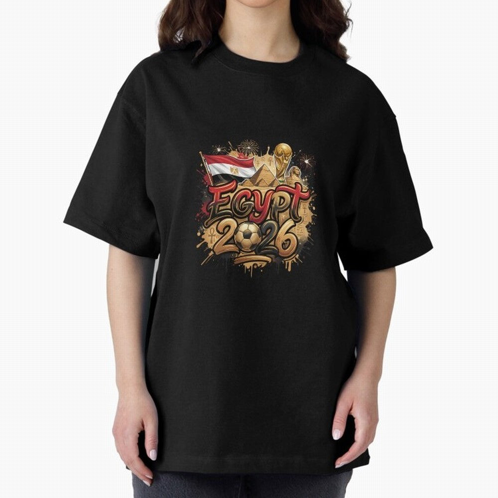 Egypt World Cup 2026 Football Legacy Oversized T-Shirt Mark FIFA World Cup 2026 USA Canada Mexico for Fans of Messi, Neymar and Mbappe and Brazil, Bringing Supporter Pride, Iconic Celebrations, Legendary Names and Global Match Day Energy; Perfect