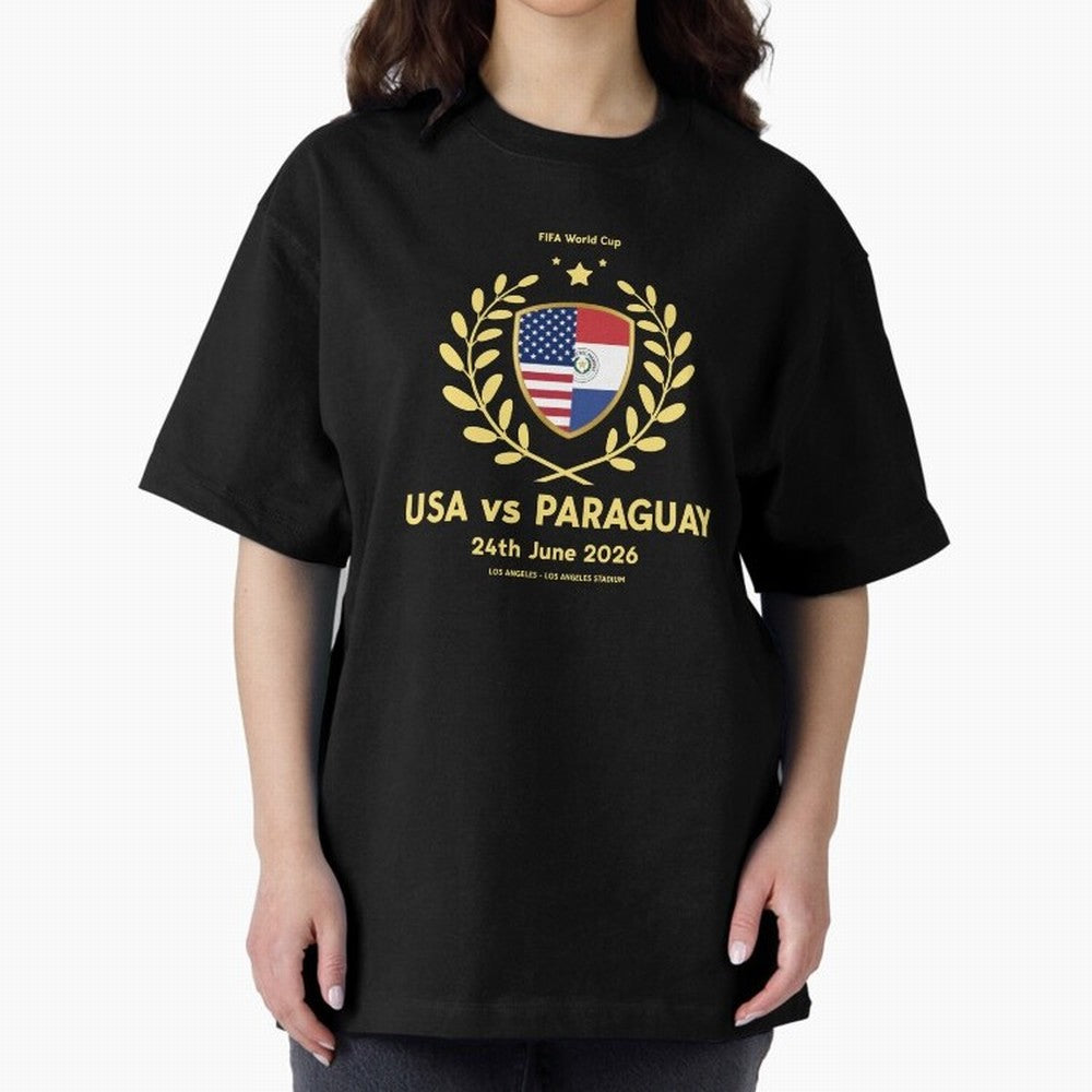 Copy of FIFA World Cup - USA v Paraguay Oversized T-Shirt Build FIFA World Cup 2026 Group Stage for Fans of Neymar and Argentina, Bringing Stadium Memories, Football Loyalty, International Chants and Championship Tradition; Made for Die Hard