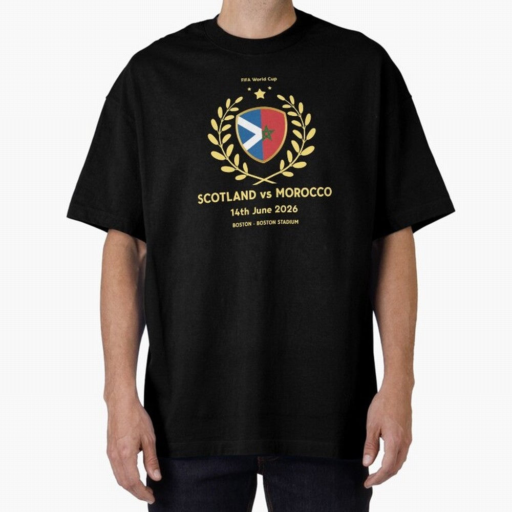 FIFA World Cup - Scotland v Morocco Oversized T-Shirt Celebrate Fan Favorites in FIFA World Cup 2026 for Fans of Messi, CR7 and Mbappe and Spain, Bringing Championship Spirit, Famous Goals, Roaring Crowds and International Football Unity; Built for