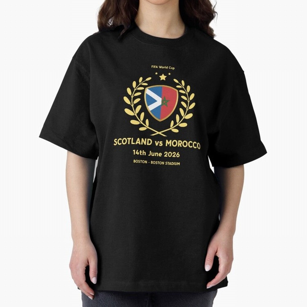 FIFA World Cup - Scotland v Morocco Oversized T-Shirt Celebrate Fan Favorites in FIFA World Cup 2026 for Fans of Messi, CR7 and Mbappe and Spain, Bringing Championship Spirit, Famous Goals, Roaring Crowds and International Football Unity; Built for