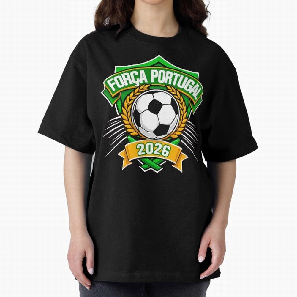 Portugal Fan Art for World Cup 2026 Oversized T-Shirt Spotlight FIFA World Cup 2026 Group Stage for Fans of Mbappe and Portugal, Bringing Stadium Memories, Football Loyalty, International Chants and Championship Tradition; Made for Die Hard