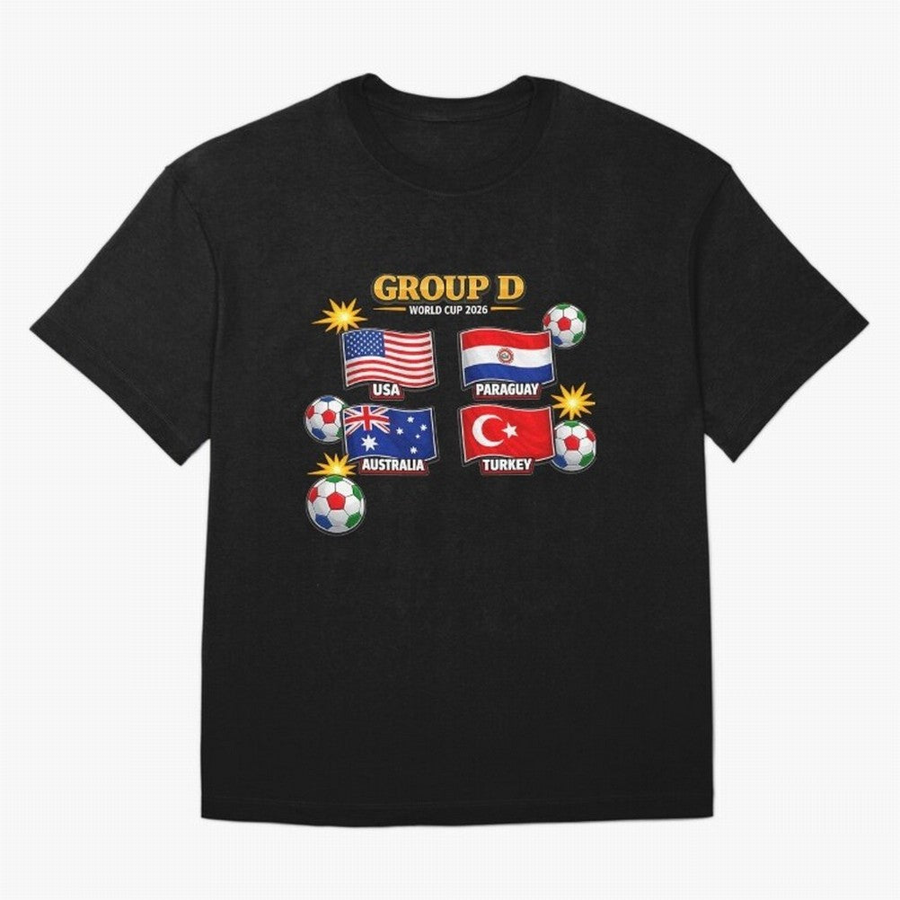 Group?D?¨C?World?Cup?2026?Flags Oversized T-Shirt Follow Every Goal of Match Day Hype around FIFA World Cup 2026 USA Canada Mexico, CR7, Spain and Netherlands, Goal Celebration Energy, Supporter Heritage, Football Icons and Worldwide Tournament