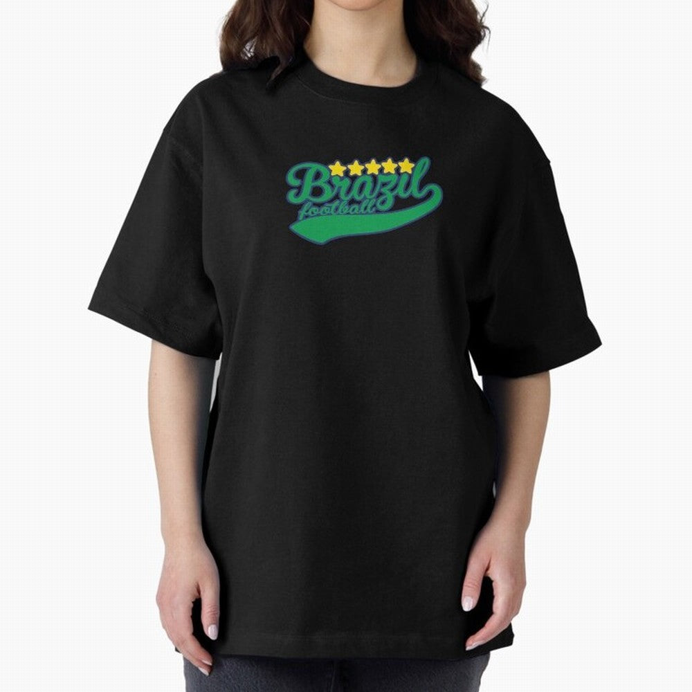 Brazil Soccer Football World Cup Vintage Oversized T-Shirt Keep the Legacy of Global Football Passion for FIFA World Cup 2026 Group Stage, Celebrating CR7 and Messi, France and Portugal, Supporter Pride, Iconic Celebrations, Legendary Names and