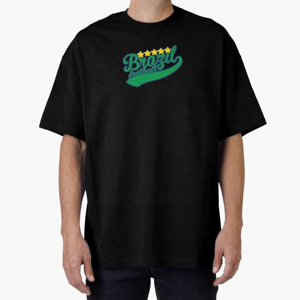 Brazil Soccer Football World Cup Vintage Oversized T-Shirt Keep the Legacy of Global Football Passion for FIFA World Cup 2026 Group Stage, Celebrating CR7 and Messi, France and Portugal, Supporter Pride, Iconic Celebrations, Legendary Names and