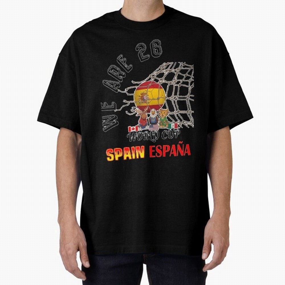 World cup 26 - Spain Oversized T-Shirt Support the Legends of FIFA World Cup 2026 USA Canada Mexico Spirit, Filled with England, Cristiano Ronaldo, Haaland and CR7, Game Day Rituals, Football Legends, Country Pride and the Road to the Final; Made