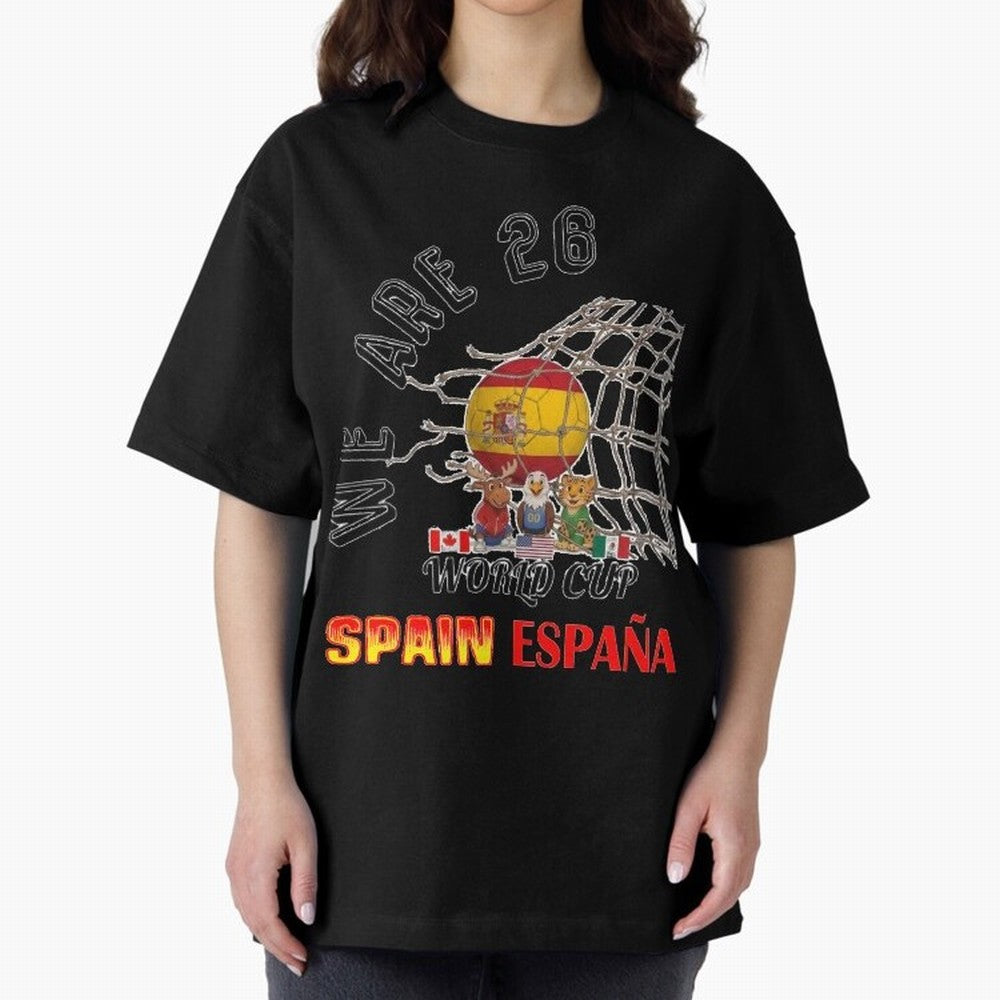 World cup 26 - Spain Oversized T-Shirt Support the Legends of FIFA World Cup 2026 USA Canada Mexico Spirit, Filled with England, Cristiano Ronaldo, Haaland and CR7, Game Day Rituals, Football Legends, Country Pride and the Road to the Final; Made