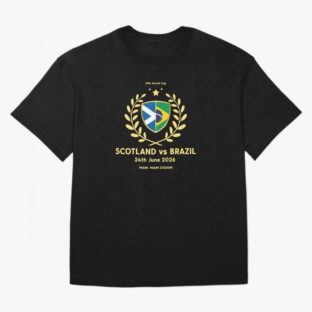 FIFA World Cup - Scotland v Brazil Oversized T-Shirt Celebrate the Next Chapter of FIFA World Cup 2026 Group Stage Connected to Messi, CR7 and Mbappe, Spain and Netherlands Energy, Worldwide Fan Energy, Dramatic Goals, Stadium Lights and