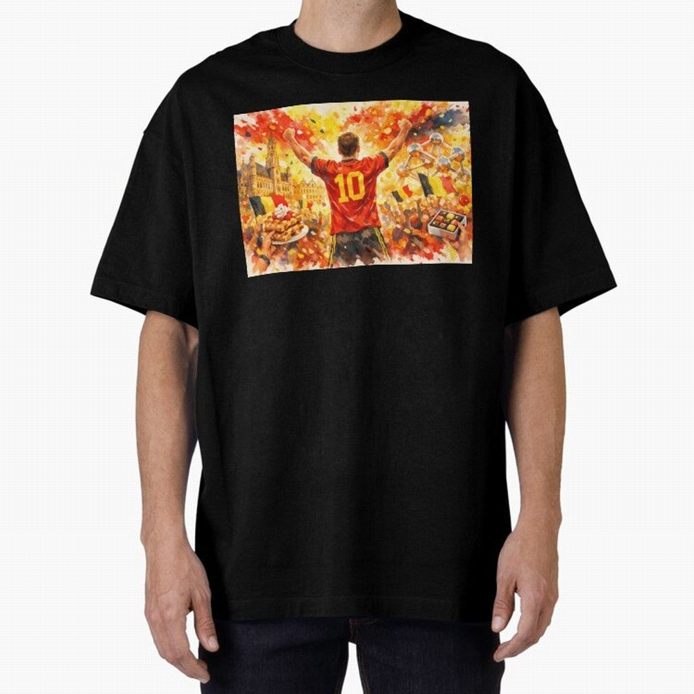 Belgian Celebration with Atomium Belgium Soccer Vibes Oversized T-Shirt Celebrate the Stars of Match Day Hype around FIFA World Cup 2026 Group Stage, Cristiano Ronaldo, Haaland and CR7, Netherlands, Stadium Memories, Football Loyalty, International