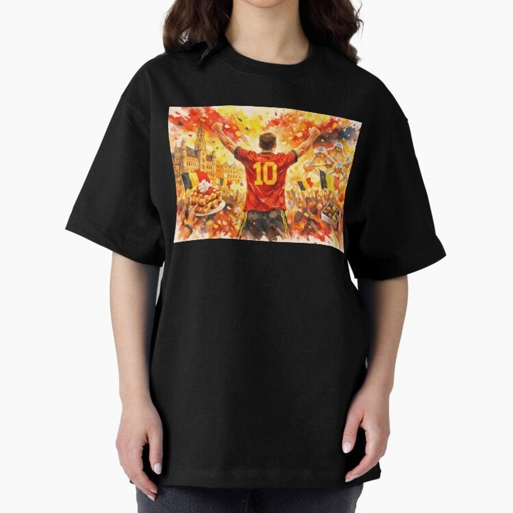 Belgian Celebration with Atomium Belgium Soccer Vibes Oversized T-Shirt Celebrate the Stars of Match Day Hype around FIFA World Cup 2026 Group Stage, Cristiano Ronaldo, Haaland and CR7, Netherlands, Stadium Memories, Football Loyalty, International