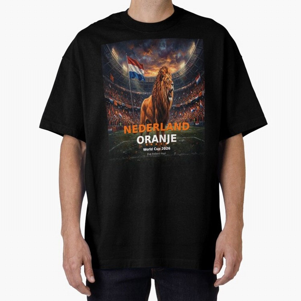 Nederland Oranje - World Cup 2026 Soccer Fan Tee Oversized T-Shirt Spotlight Global Football Passion for FIFA World Cup 2026 USA Canada Mexico, Filled with Mbappe and Neymar, Spain, Football Passion, Legendary Performances, Festival Vibes and