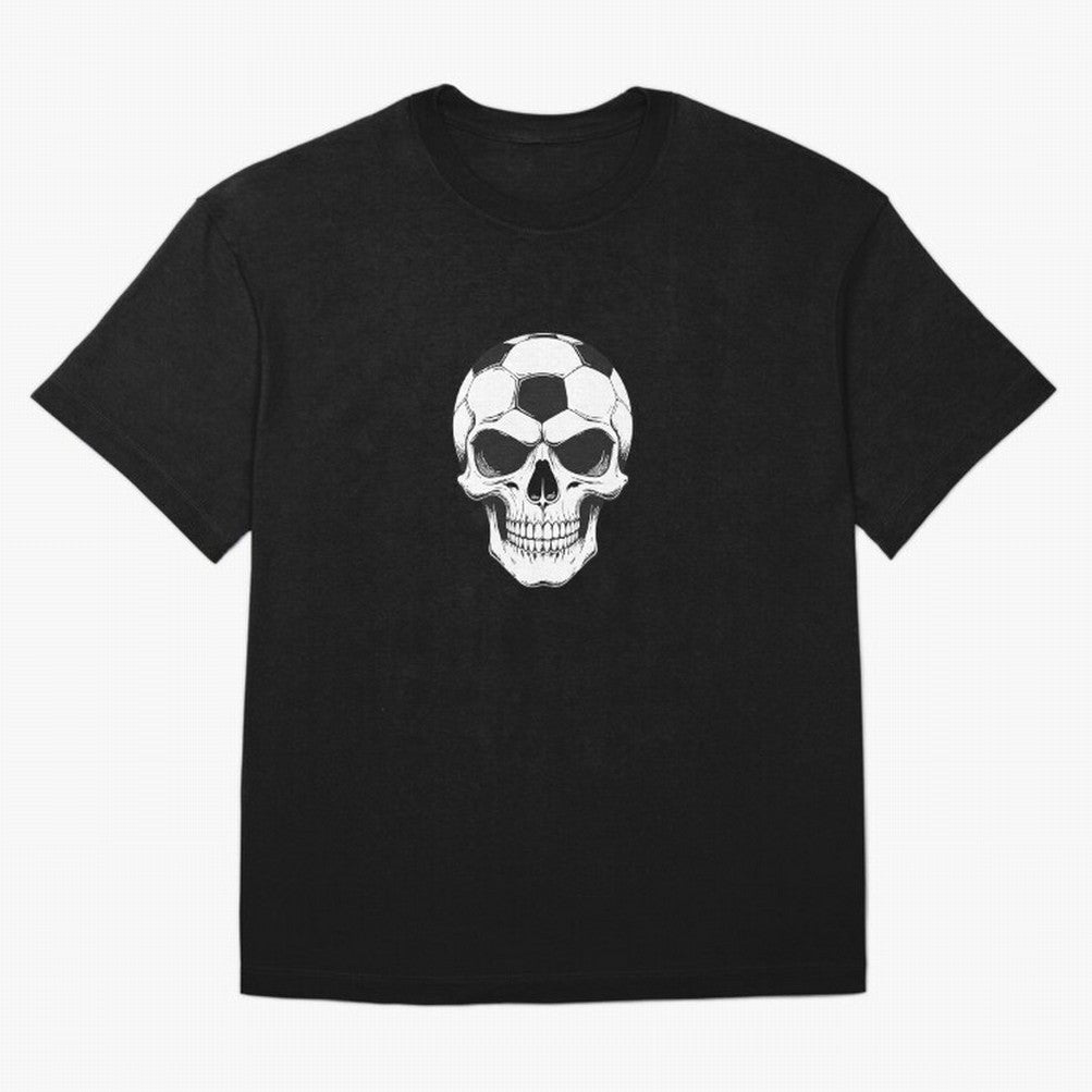 Soccer Skull in Goal Net - Dark Soccer Death Goal Oversized T-Shirt Honor Match Day Hype around FIFA World Cup 2026 Group Stage, CR7 and Messi, France, Global Supporter Spirit, Legendary Goals, National Colors and Tournament Celebration; Great for