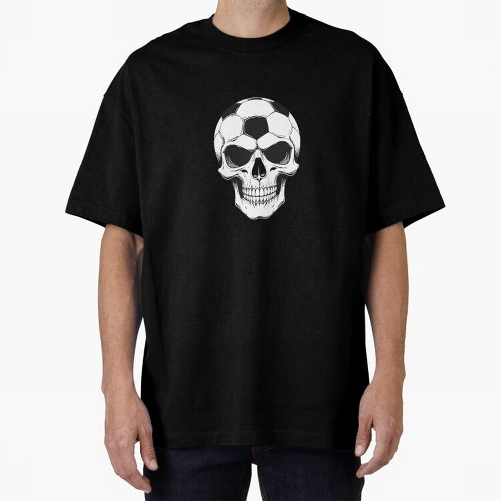 Soccer Skull in Goal Net - Dark Soccer Death Goal Oversized T-Shirt Honor Match Day Hype around FIFA World Cup 2026 Group Stage, CR7 and Messi, France, Global Supporter Spirit, Legendary Goals, National Colors and Tournament Celebration; Great for