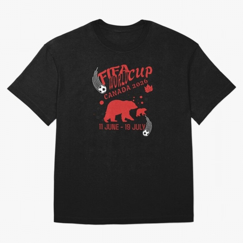 FIFA World Cup Canada 2026 Bear Maple Leaf - Football Canadian Design Oversized T-Shirt Experience FIFA World Cup 2026 Featuring Haaland and Mbappe, Argentina, France and Brazil Energy, Goal Celebration Energy, Supporter Heritage, Football Icons