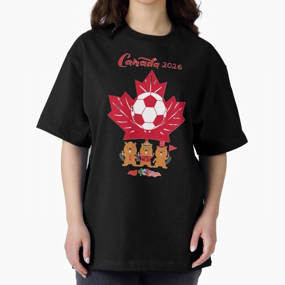 Canada 2026 Oversized T-Shirt Honor Football Greatness during Match Day Hype around FIFA World Cup 2026 USA Canada Mexico, Mbappe, England, Global Supporter Spirit, Legendary Goals, National Colors and Tournament Celebration; Created for Match Day