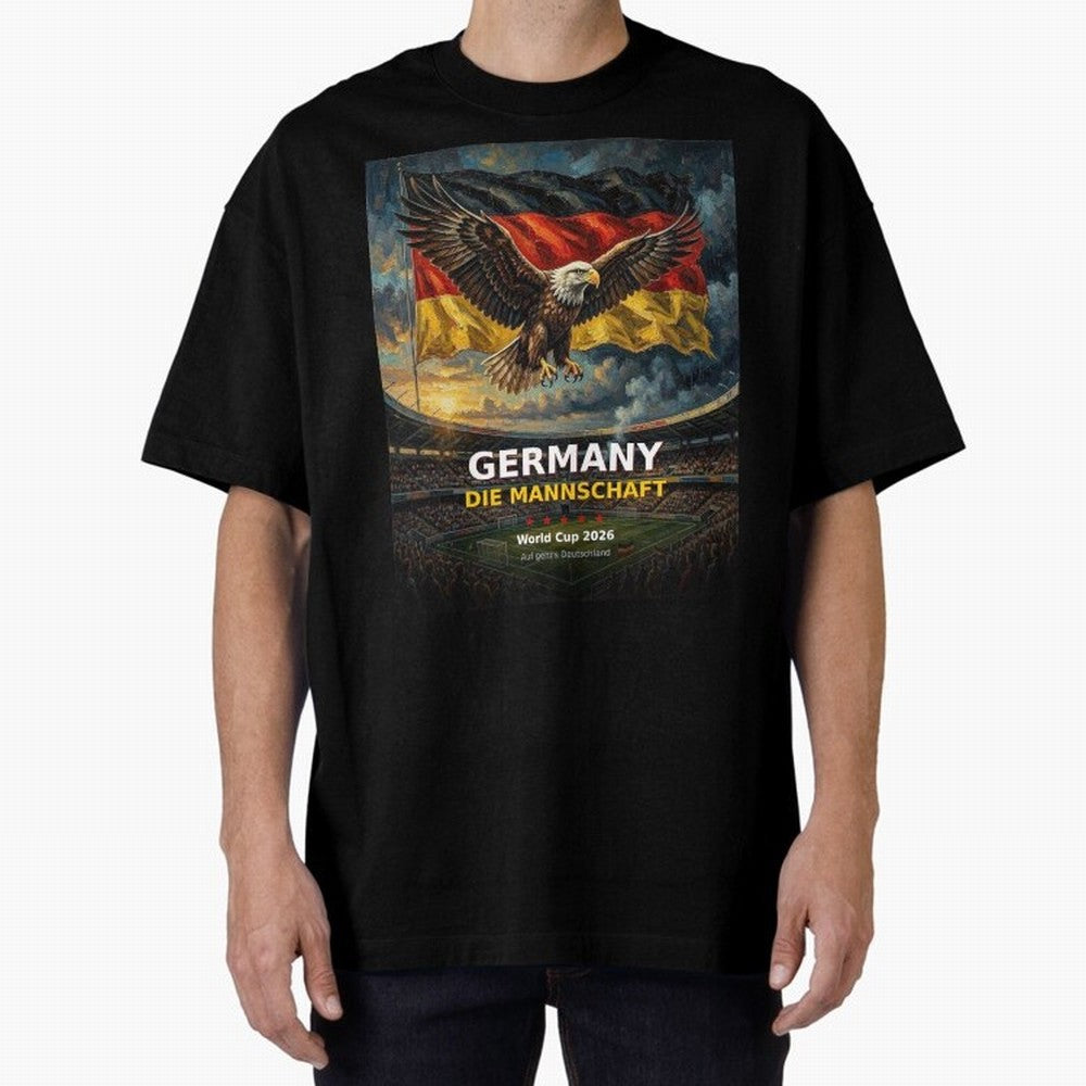 Germany Die Mannschaft - World Cup 2026 Soccer Fan Tee Oversized T-Shirt Relive the FIFA World Cup 2026 Journey through Neymar Highlights, Netherlands Pride, Game Day Rituals, Football Legends, Country Pride and the Road to the Final; Created for