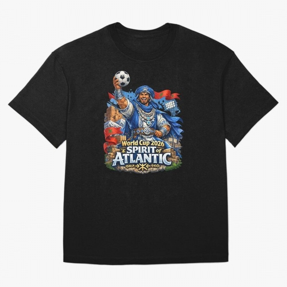 Moroccan World Cup 2026 Spirit of Atlantic Oversized T-Shirt Bring Legendary Rivalry Energy to FIFA World Cup 2026 Group Stage for Fans of Cristiano Ronaldo and Portugal, Spain and Germany, Bringing Match Day Excitement, Supporter Culture, Golden