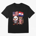 The American eagle and its friend, the Croatian marten Oversized T-Shirt Showcase Global Football Passion for FIFA World Cup 2026 USA Canada Mexico, Capturing Messi, CR7 and Mbappe, France and Portugal, Global Supporter Spirit, Legendary Goals,