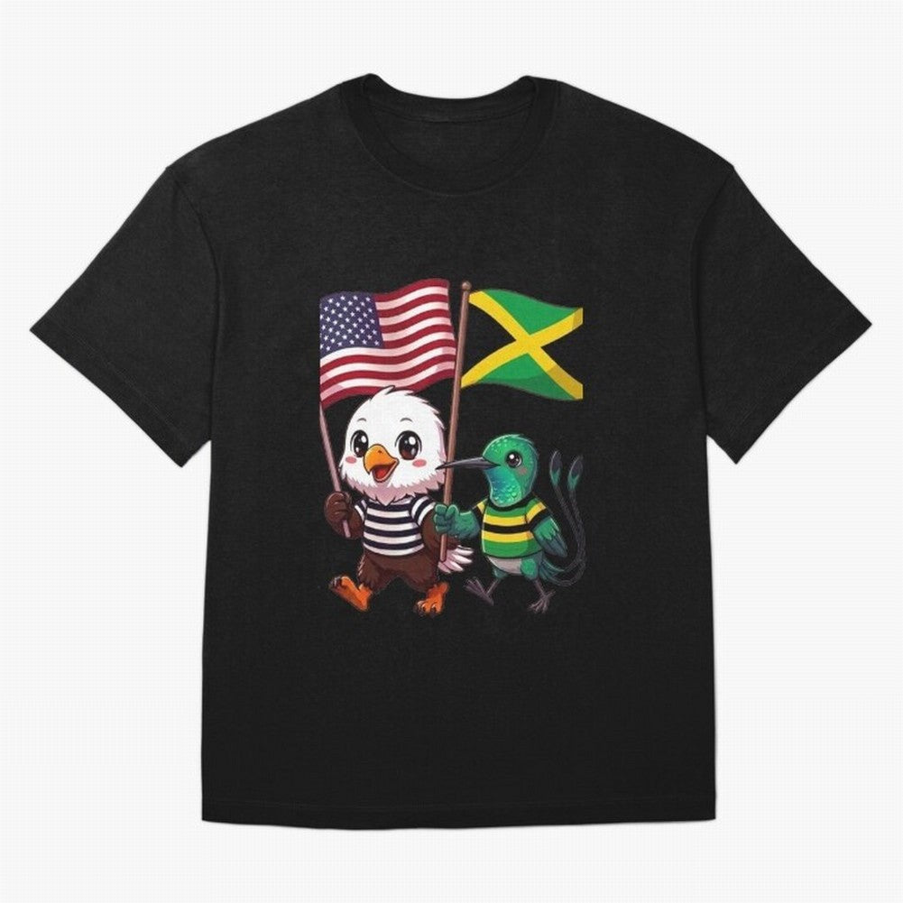 The American eagle and its friend, the Jamaican hummingbird Oversized T-Shirt Share the Excitement of FIFA World Cup 2026 for Fans of Messi, Neymar and Mbappe and Portugal, Bringing Goal Celebration Energy, Supporter Heritage, Football Icons and