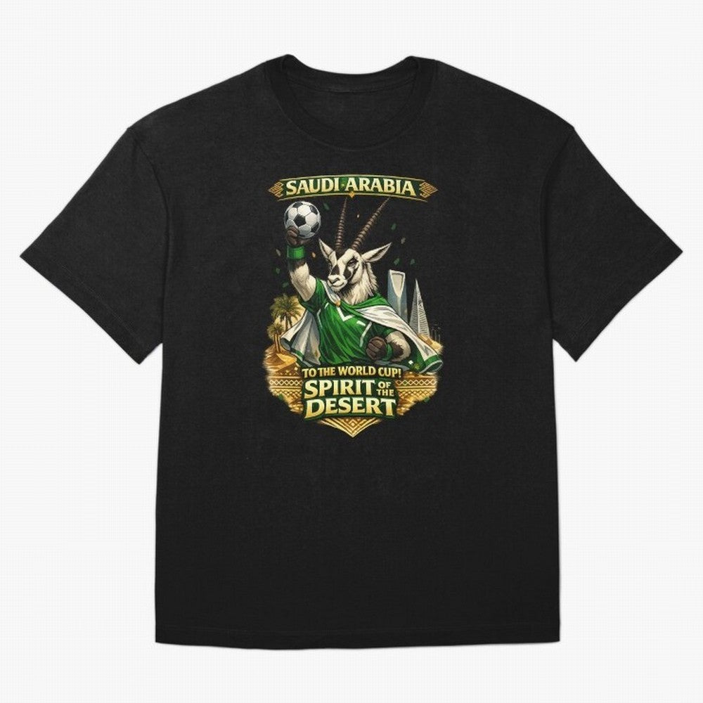 Saudi Arabia World Cup Desert Spirit Oversized T-Shirt Join the Global Buzz around Match Day Hype around FIFA World Cup 2026 USA Canada Mexico, Mbappe, Brazil, Portugal and Argentina, Vintage Soccer Flavor, Modern Football Stars, National Flags and