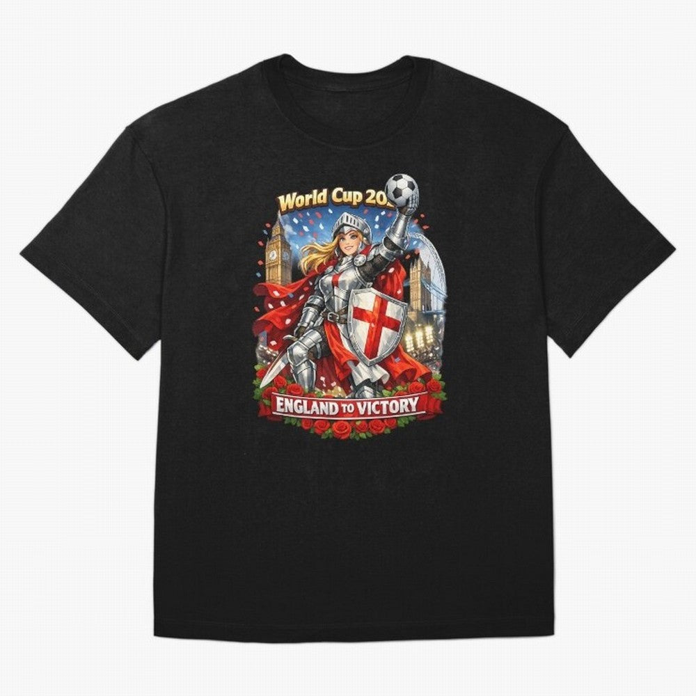 England To Victory Knight World Cup 2026 Oversized T-Shirt Support Iconic Players in FIFA World Cup 2026 USA Canada Mexico Spirit, Built around Brazil, Portugal and Argentina, Messi, CR7 and Mbappe, Match Day Excitement, Supporter Culture, Golden