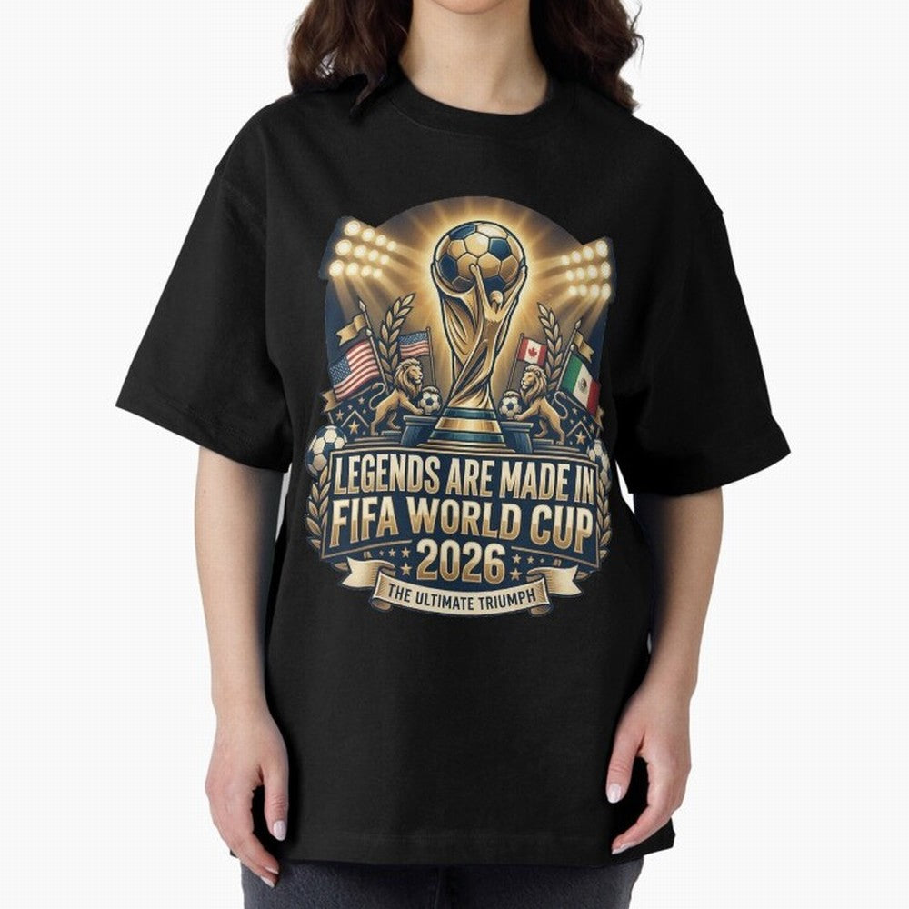 Legendary FIFA World Cup 2026 Football Quote Design For Passionate Soccer Fans Oversized T-Shirt Keep the Legacy of the FIFA World Cup 2026 Journey through Messi and Cristiano Ronaldo Highlights, Spain and Netherlands Pride, Tournament Hype,