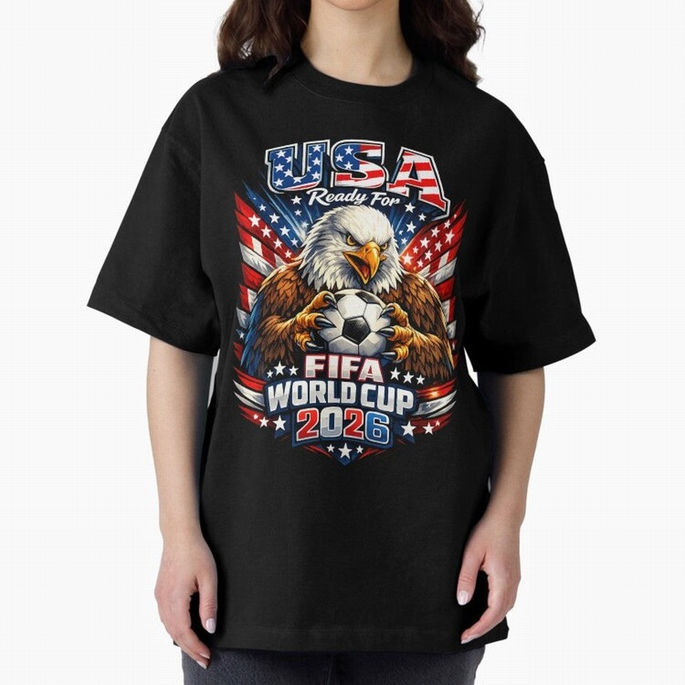 Soccer Pride Design For American Football Fans USA FIFA World Cup 2026 Oversized T-Shirt Feel International Energy from FIFA World Cup 2026 USA Canada Mexico for Fans of Mbappe and Argentina, France and Brazil, Bringing Goal Celebration Energy,