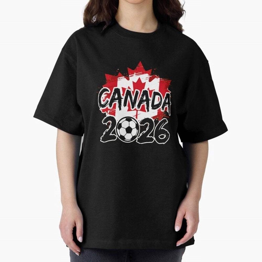 Canada World Cup 2026 Soccer Fan Game Day T-Shirt_86605883 Oversized T-Shirt Stand Out with Spirit from Global Football Passion for FIFA World Cup 2026 Group Stage, Built around Mbappe, France and Portugal, Global Supporter Spirit, Legendary Goals,