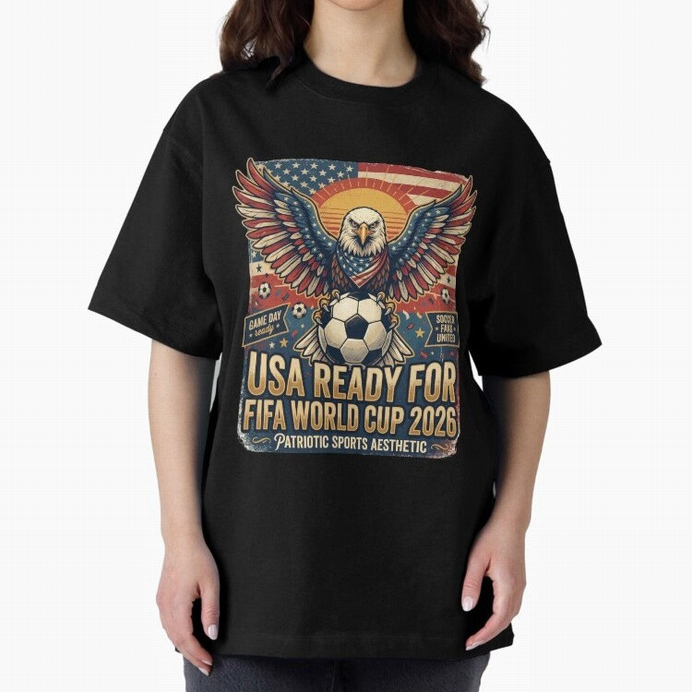 SA FIFA World Cup 2026 Soccer Pride Design For American Football Fans Oversized T-Shirt Show Championship Spirit for Global Football Passion for FIFA World Cup 2026, with Messi, Neymar and Mbappe, Argentina, Retro Football Energy, Iconic Rivalries,