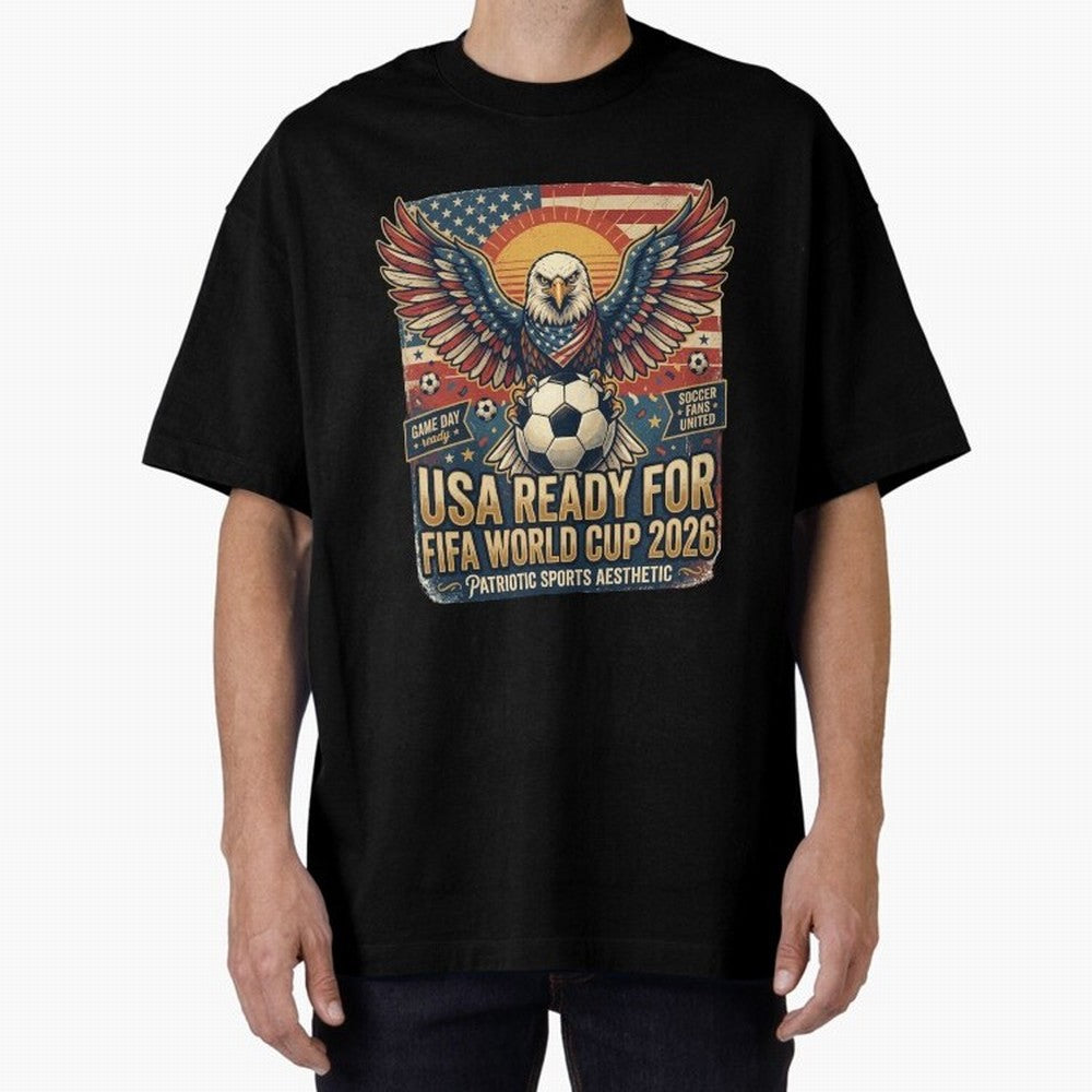 SA FIFA World Cup 2026 Soccer Pride Design For American Football Fans Oversized T-Shirt Show Championship Spirit for Global Football Passion for FIFA World Cup 2026, with Messi, Neymar and Mbappe, Argentina, Retro Football Energy, Iconic Rivalries,