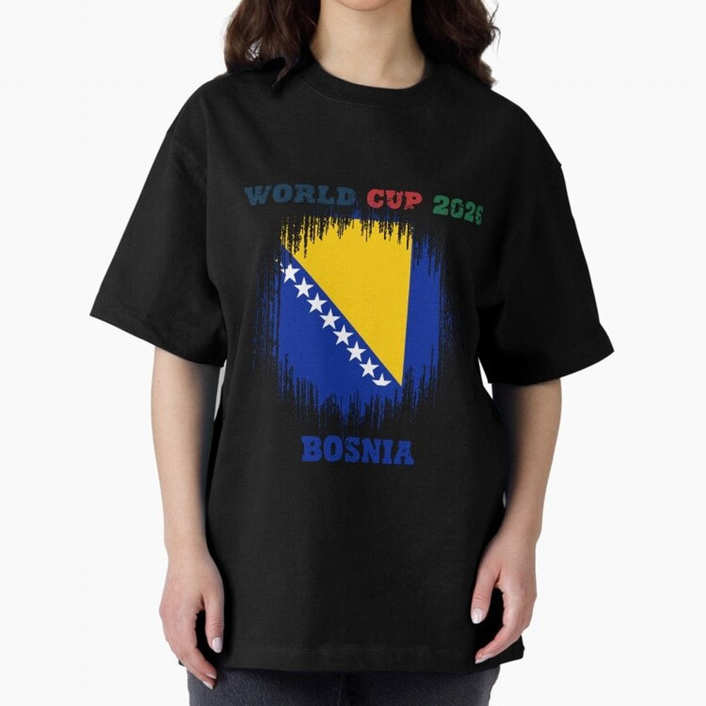 BOSNIA WORLD CUP 2026 Oversized T-Shirt Mark Global Football Passion for FIFA World Cup 2026 USA Canada Mexico, Inspired by Messi, Spain and Netherlands, Champion Mindset, Group Stage Buzz, Knockout Tension and Passionate Fan Culture; Perfect for