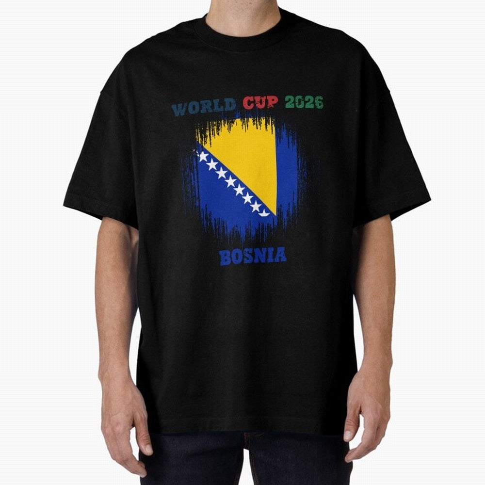 BOSNIA WORLD CUP 2026 Oversized T-Shirt Mark Global Football Passion for FIFA World Cup 2026 USA Canada Mexico, Inspired by Messi, Spain and Netherlands, Champion Mindset, Group Stage Buzz, Knockout Tension and Passionate Fan Culture; Perfect for