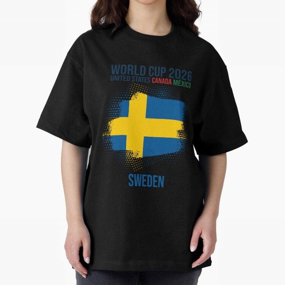 SWEDEN WORLD CUP 2026 Oversized T-Shirt Create FIFA World Cup 2026 Spirit, Connected to England, Neymar, Haaland and Cristiano Ronaldo, Classic Soccer Heritage, Championship Pressure, Fan Loyalty and International Pride; Great for Supporters Who