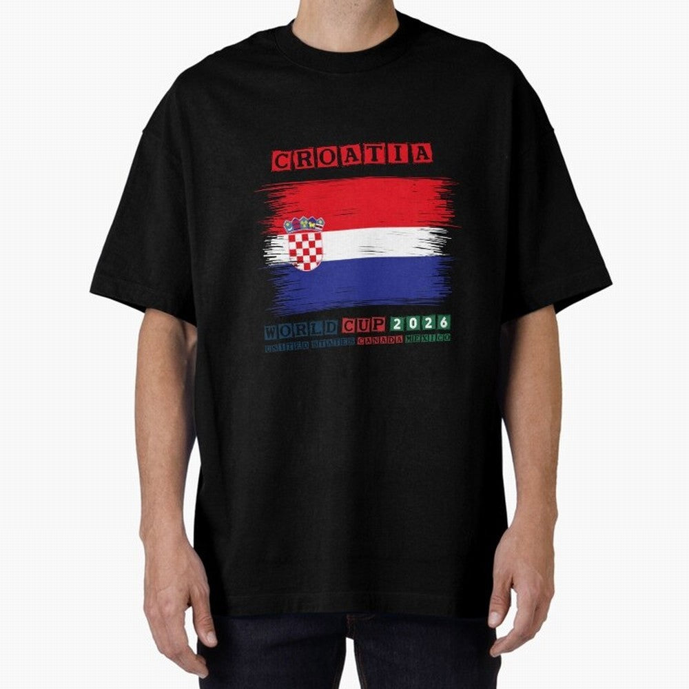 CROATIA WORLD CUP 2026 Oversized T-Shirt Join FIFA World Cup 2026 USA Canada Mexico for Fans of Haaland and Mbappe and Argentina, Bringing Sports Nostalgia, International Competition, Famous Players and Unforgettable Victories; Ideal for Fans Who