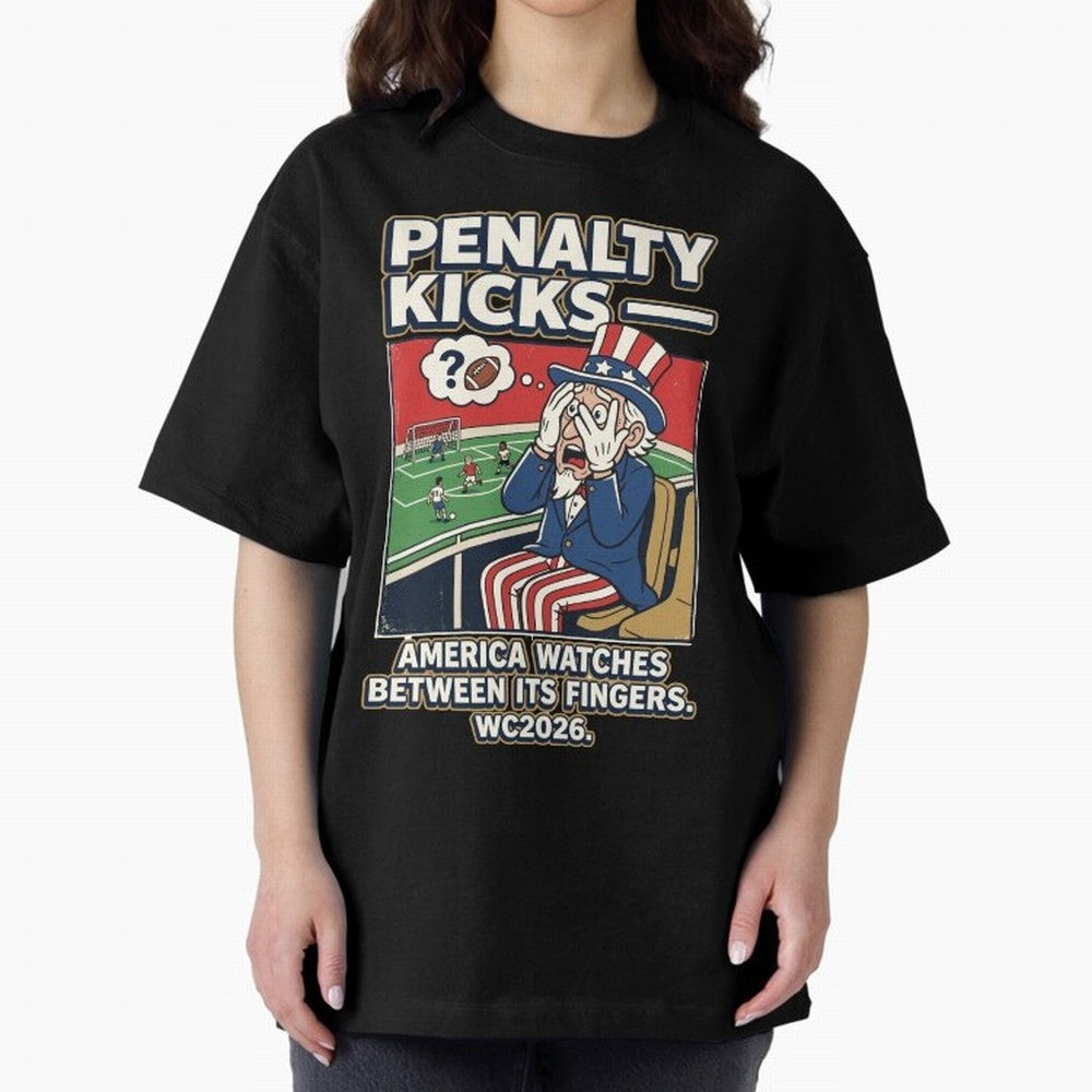 Penalty Kicks ¡ª WC2026 V2 Oversized T-Shirt Make Game Day About FIFA World Cup 2026 USA Canada Mexico Spirit, Connected to France, Neymar, Championship Spirit, Famous Goals, Roaring Crowds and International Football Unity; Made for Collectors Who